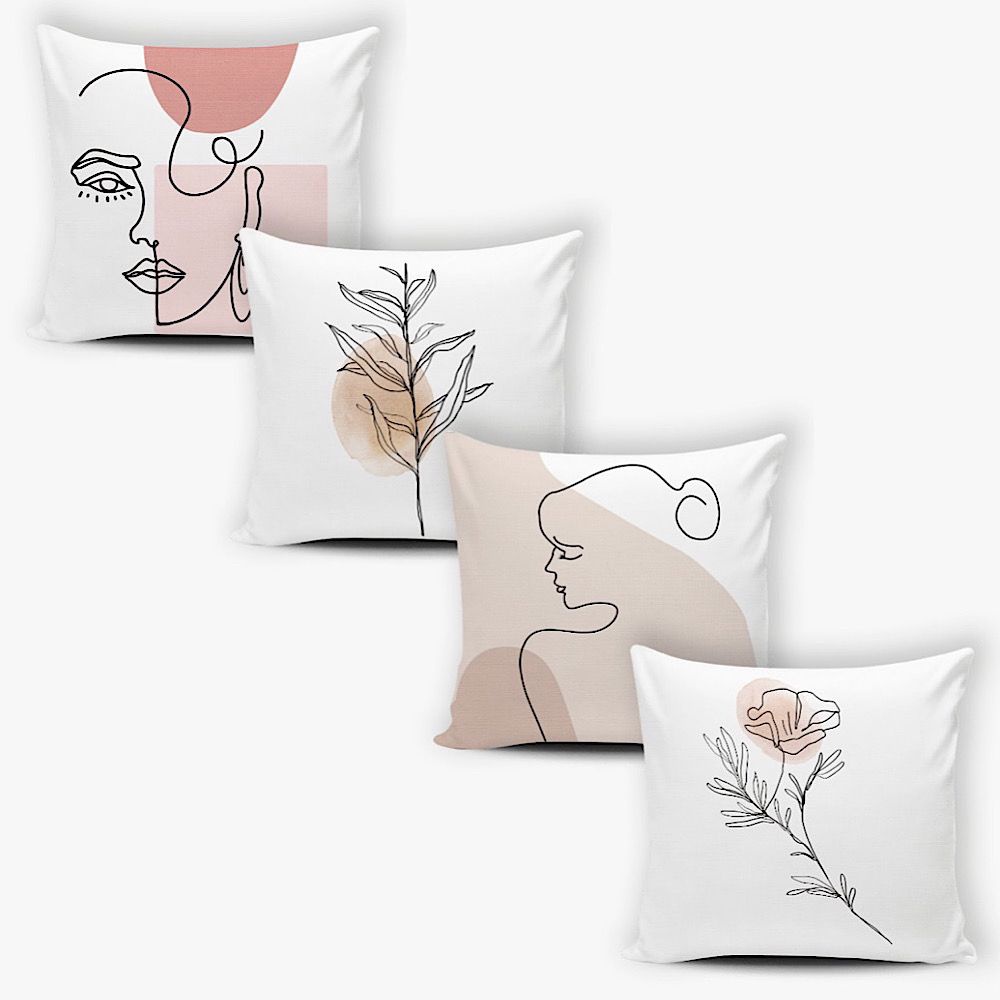 Kit 04 Capas de Almofada Decorativas Modernas Luxo - 056