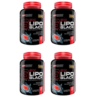 Kit 4x 6 Six Lipo Black Ultra Contrentrado 120 Cápsulas - Auxilia Produção de Energia - Bodybuilders