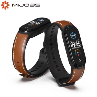 Pulseira de couro de silicone para pulseira Xiaomi Mi Band 6/5, pulseira de TPU esportiva e respirável