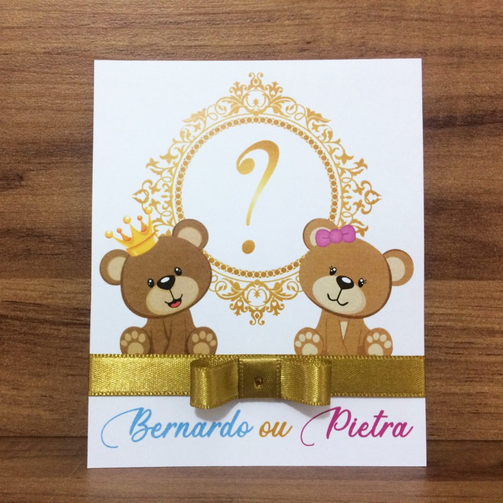 Convite Infantil Cha Revelacao Ursinhos 30 Convites Shopee Brasil