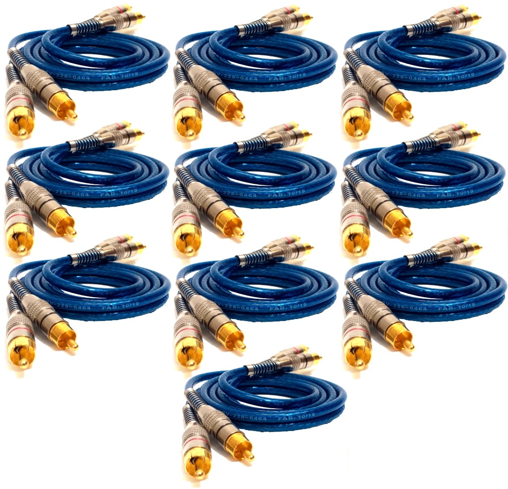 10 Cabo RCA Blindado 1 Metro Plug Metal Banhado Ouro Atacado