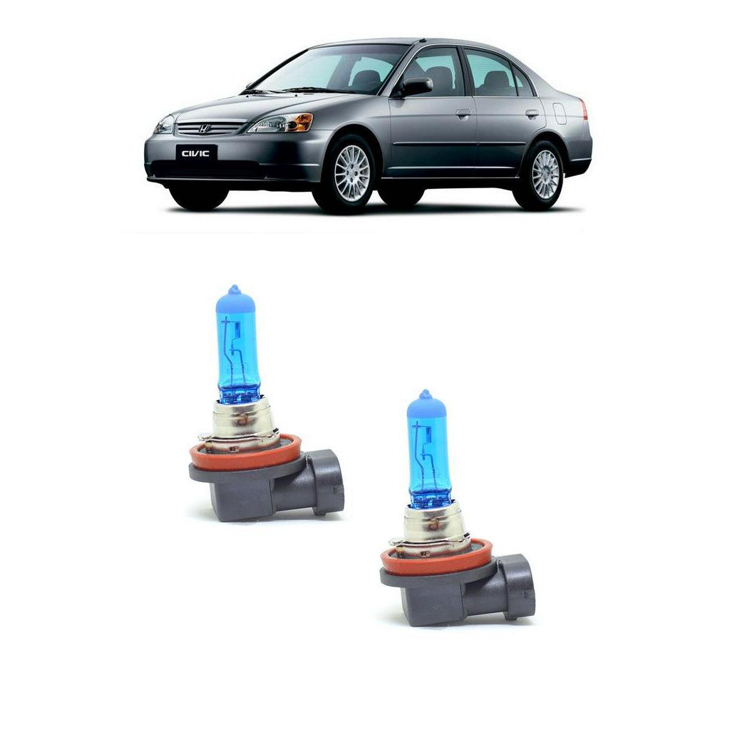 Par Lampada Super Branca Farol de Milha Honda Civic 2004 2005 2006 8500K H11 12v/55w