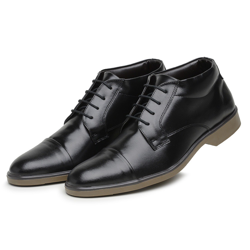Botinha Bota de Amarrar Sapato Social Masculino Cano Curto em Couro