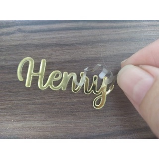 Aplique Nomes 5cm acrílico dourado