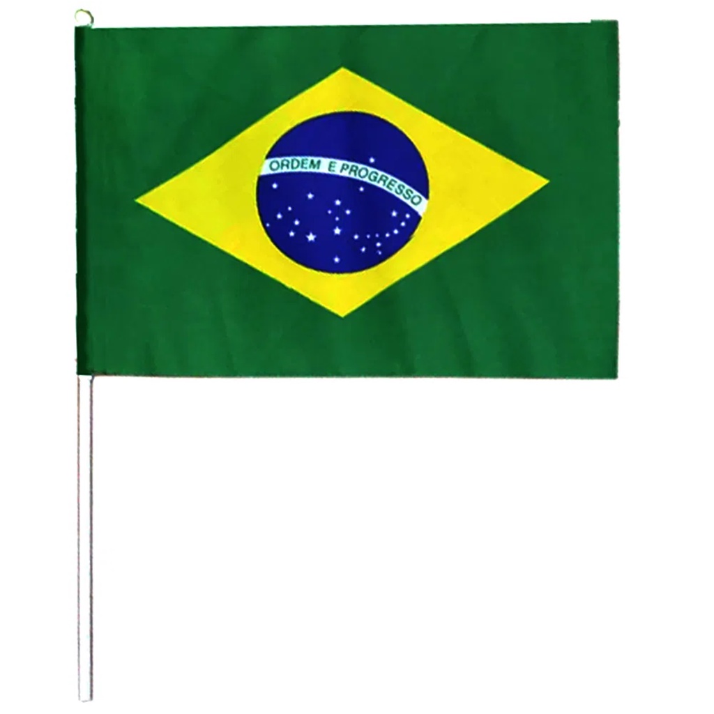 Bandeira Brasil com Haste 44x32cm Brasil Copa do Mundo Desfile