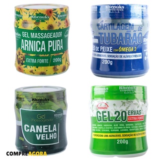 Kit Gel Sem Dor Arnica/ 20 Ervas/ Cartilagem Tubarão/ Canela de Velho