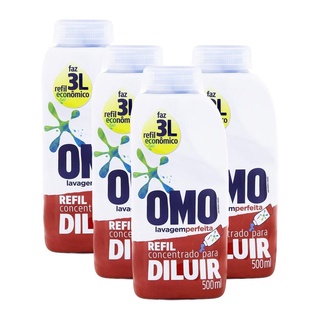 Kit 4 Refis Lava-Roupas Concentrado Omo Lavagem Perfeita 500ml