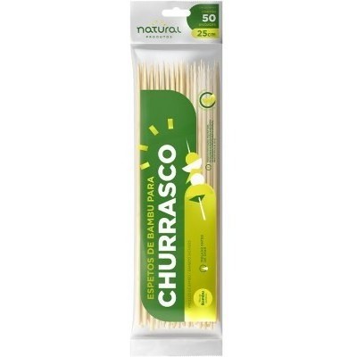 Espeto De Bambu Natural 25cm 50un