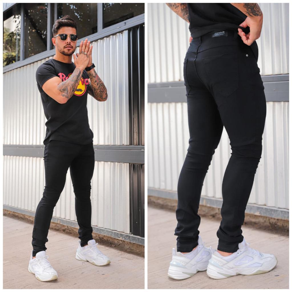 Calça Jeans Skinny Slim Masculina Elastano 36 ao 48 Rasgada Rasgadinha Destroyer