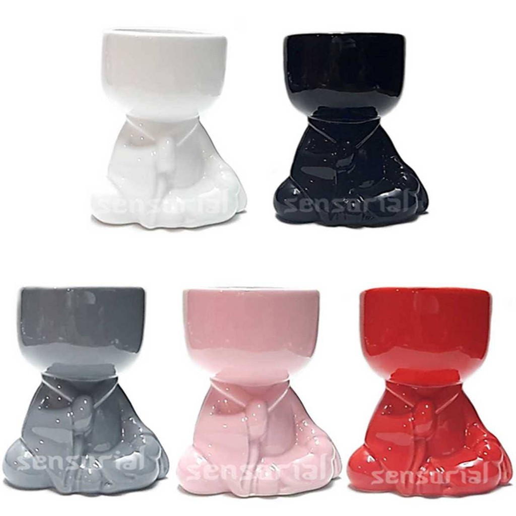 Vaso Decorativo Vasinho Cachepot Bob Meditação Buda Gratidão Para Suculenta Cacto Canetas Mesa Decor