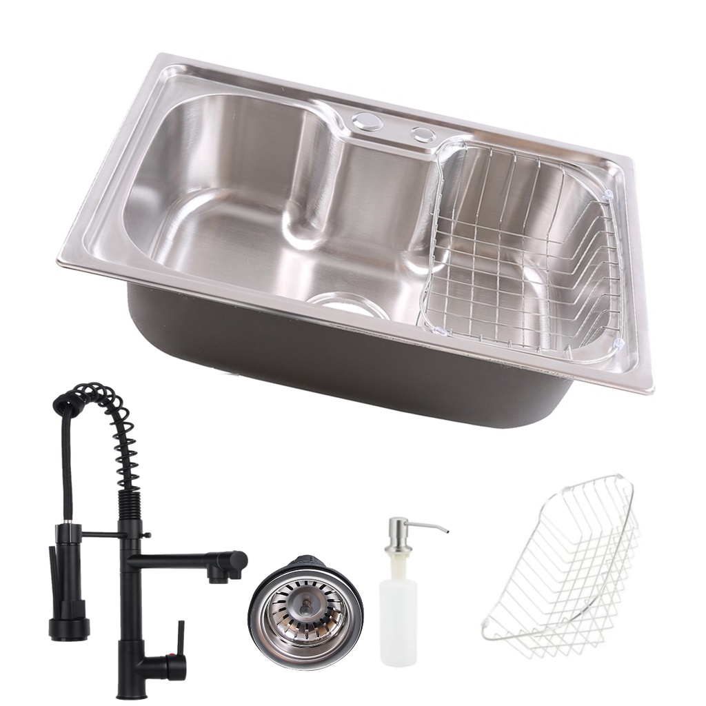 Kit Cuba Cozinha Gourmet Aço Inox 304 60x42cm + Torneira Gourmet Black Monocomando 50cm