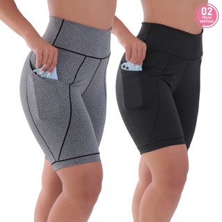 KIT 2 Bermudas Fitness Short Legging com Bolso Play