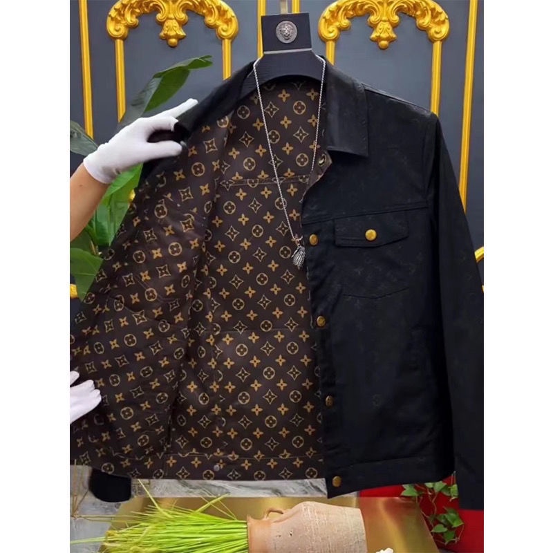 Jaqueta masculina original Louis Vuitton LV/lapela de bolso duplo  bordado/elegante feminino - Corre Que Ta Baratinho