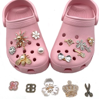 Sapato De Metal Com Diamante Acessório De Jardim Decoração jibz Para croc pin pins Charm Buckles Mulheres