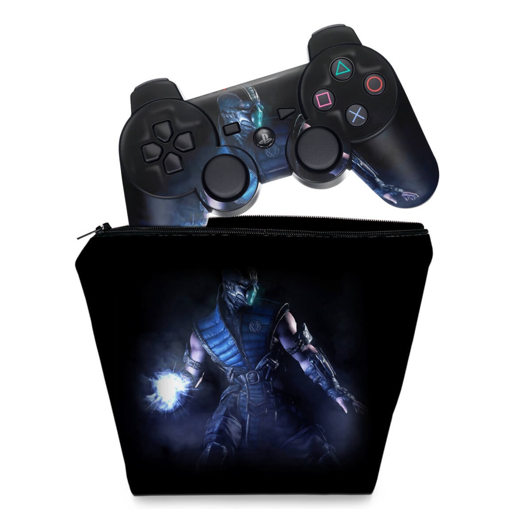 Capa Case e Skin Adesivo PS3 Controle - Mortal Kombat X Sub-zero