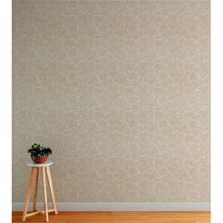 Papel de parede com fundo palha e detalhes em bege