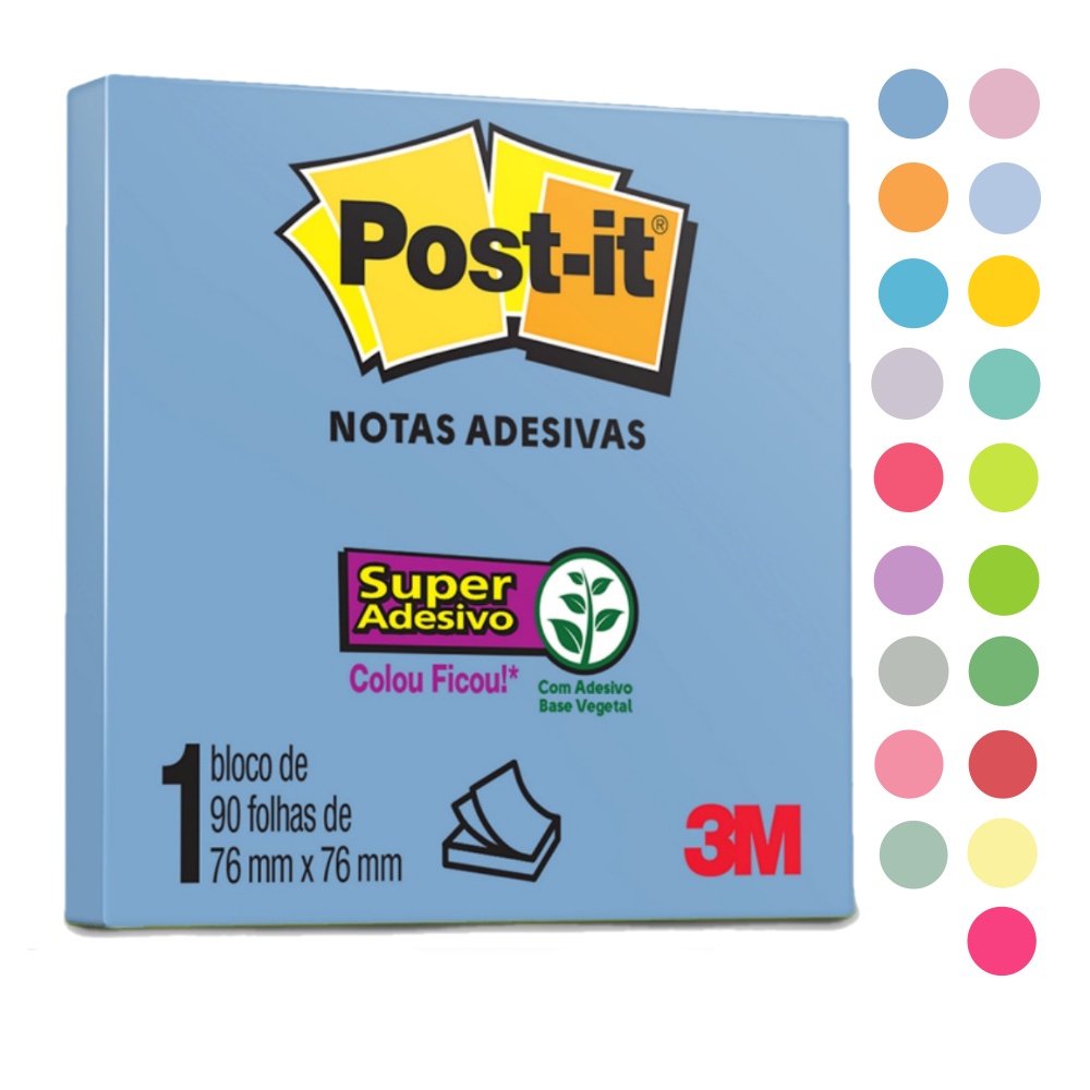 Bloco Adesivo Post-It 3M 76x76 mm 90 Fls - Unidade / Kit