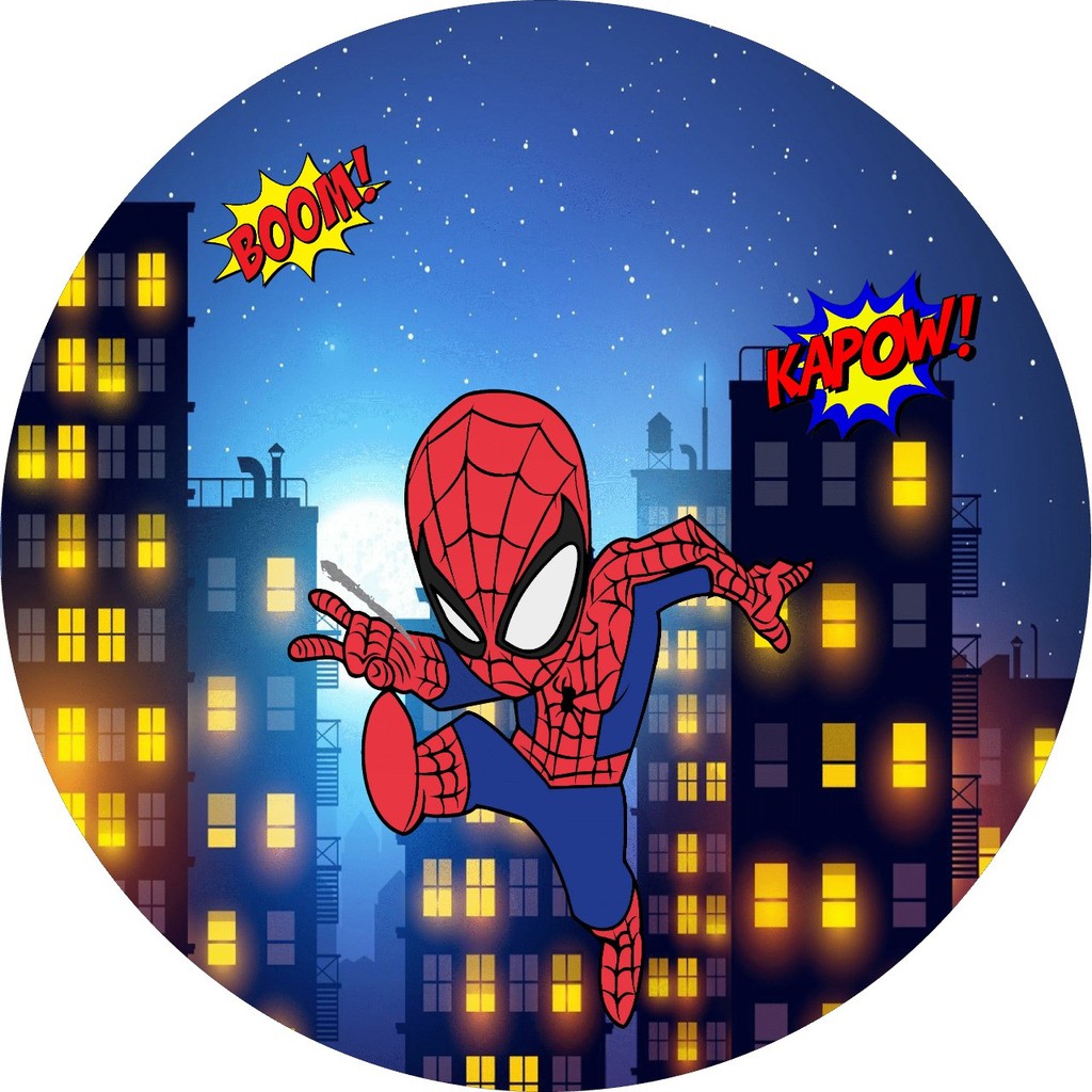 Painel Em Lona Redondo Homem Aranha Baby 1,00 X 1,00 Banner fosca