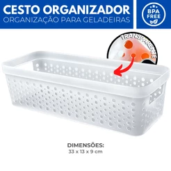 Organizador Geladeira Cesto Transparente Cozinha Armario 3 L