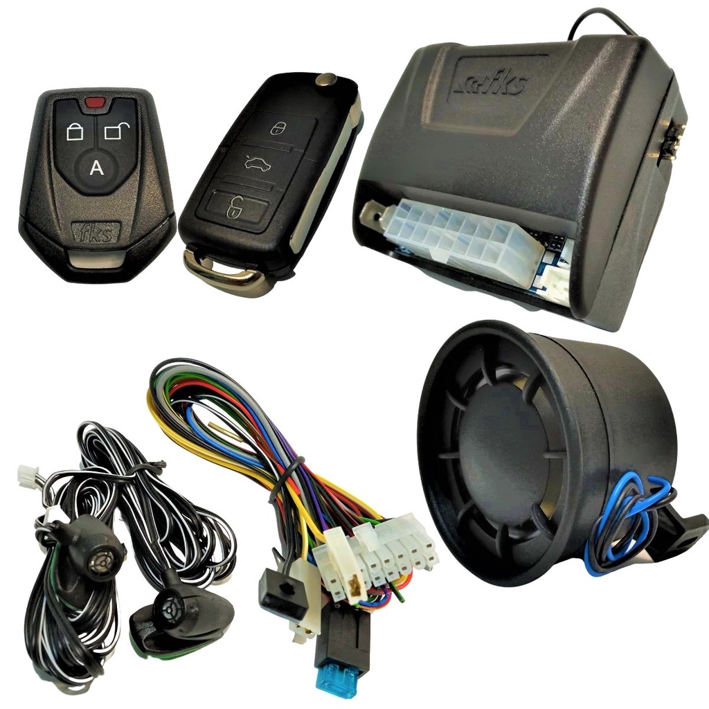 Alarme Automotivo Fks Chave Canivete Com Bloqueio Fk902 Cb Controle Remoto Sirene 12v Universal