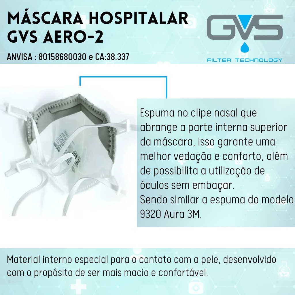 Kit 10 Mascaras Respiradores De Protecao Gvs Aero2 Pff2 N95 Tipo Aura Anvisa Inmetro Shopee Brasil
