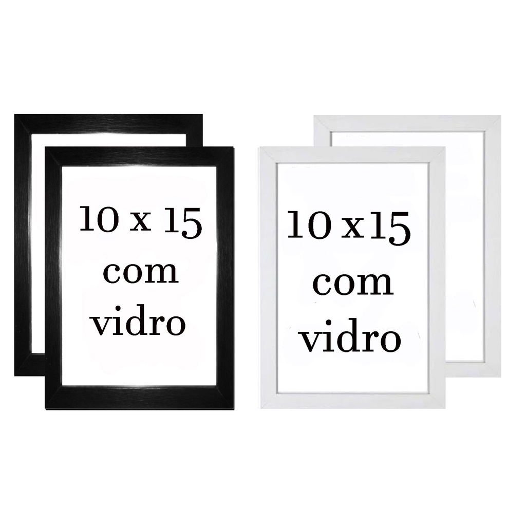 Porta-retrato 10 x 15 com moldura de madeira laqueada e vidro