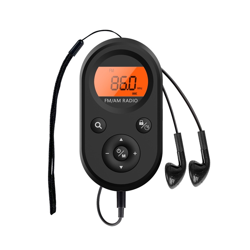 Mini FM/AM Rádio Portátil De Bolso 9K/10K Projeto Receptor De Com Display LCD Backlight Cordão 76-108 Mhz Recarregável