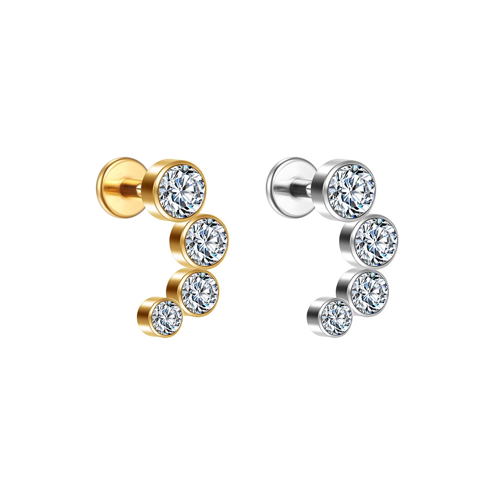 Piercing Labret Curvado Strass Aço Cirúrgico / Helix, Tragus, Conch, Boca-Medusa e Outros