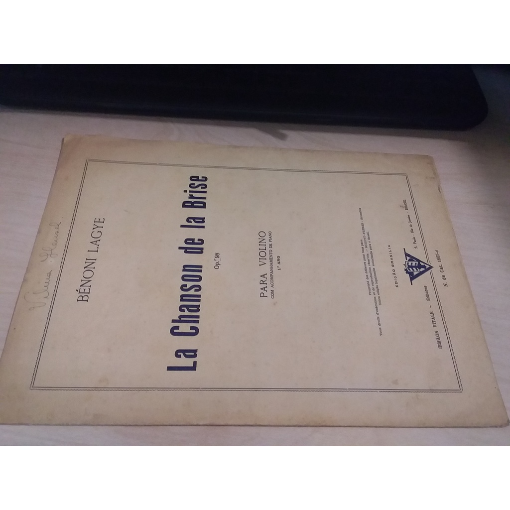Partitura La Chanson De La Brise Bénoni Lagye Violino com acompanhamento de piano