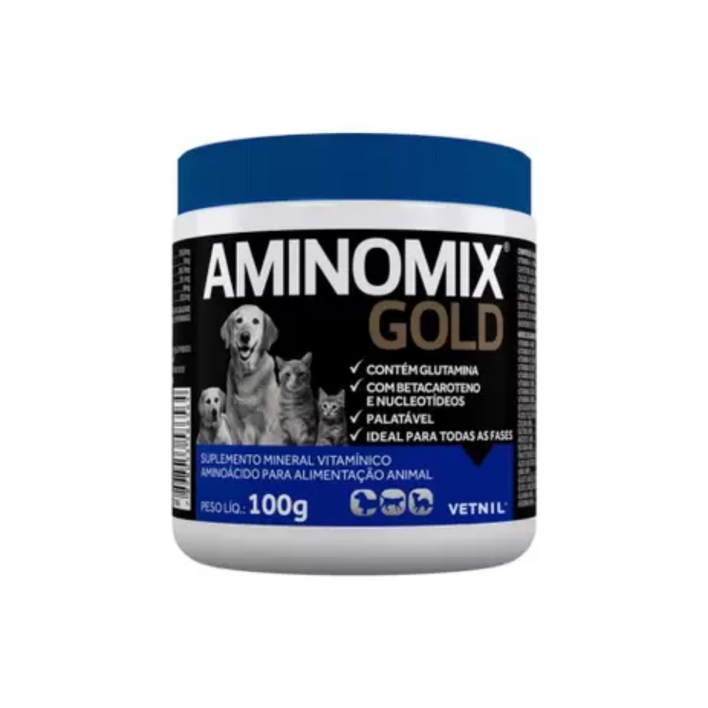 Aminomix Gold 100g - Suplemento Vitamínico Mineral P/ Cães e Gatos