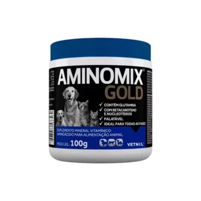 Aminomix Gold 100g - Suplemento Vitamínico Mineral P/ Cães e Gatos