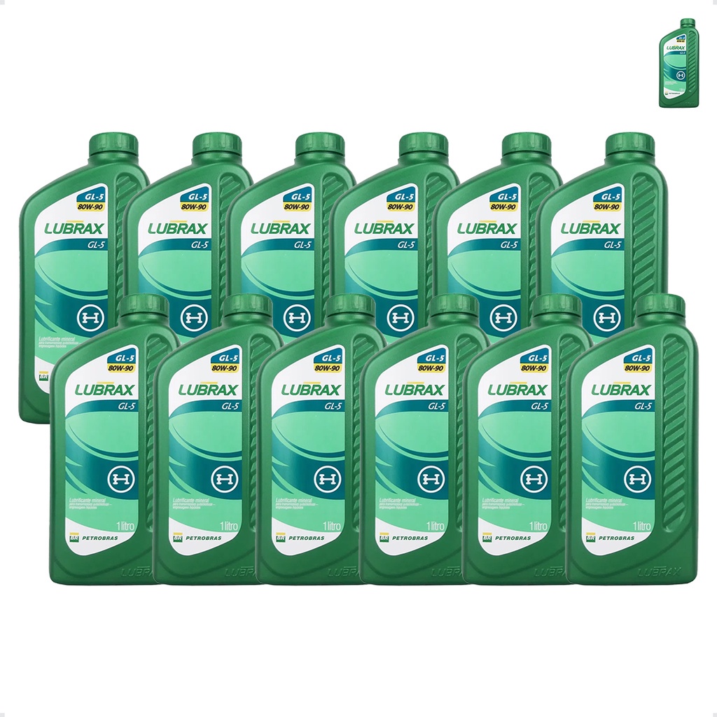 Óleo Lubrax 80w90 API GL-5 Para Transmissão 1 Litro Kit C/12