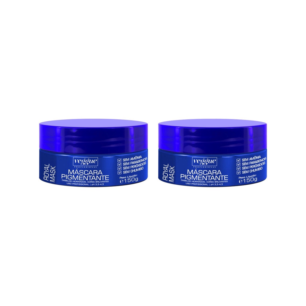 Kit de Máscara Pigmentante Azul Royal Veggue Profissional 2x150g
