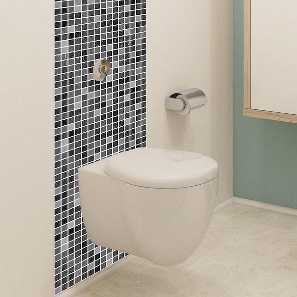 Adesivo de Pastilhas Preto Cinza 25x25 cm com 10un