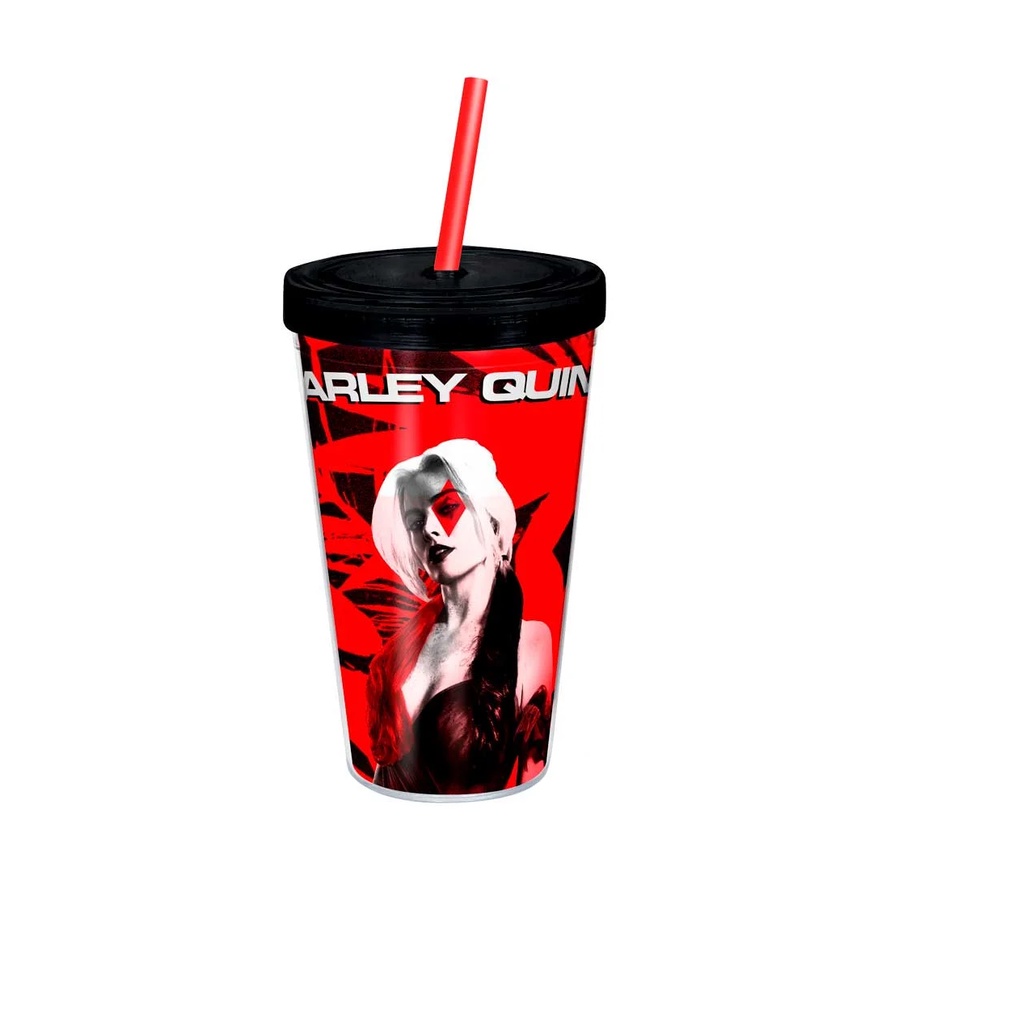 Copo Canudo Vermelho Esquadrao Suicida Harley Quinn Alerquina Dc
