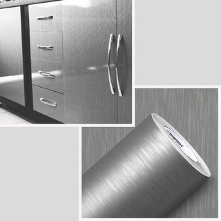 Adesivo Vinilico Prata Aço Inox Escovado Para Envelopamento Geladeira,Móveis,Fogão e Microondas 1mx50cm