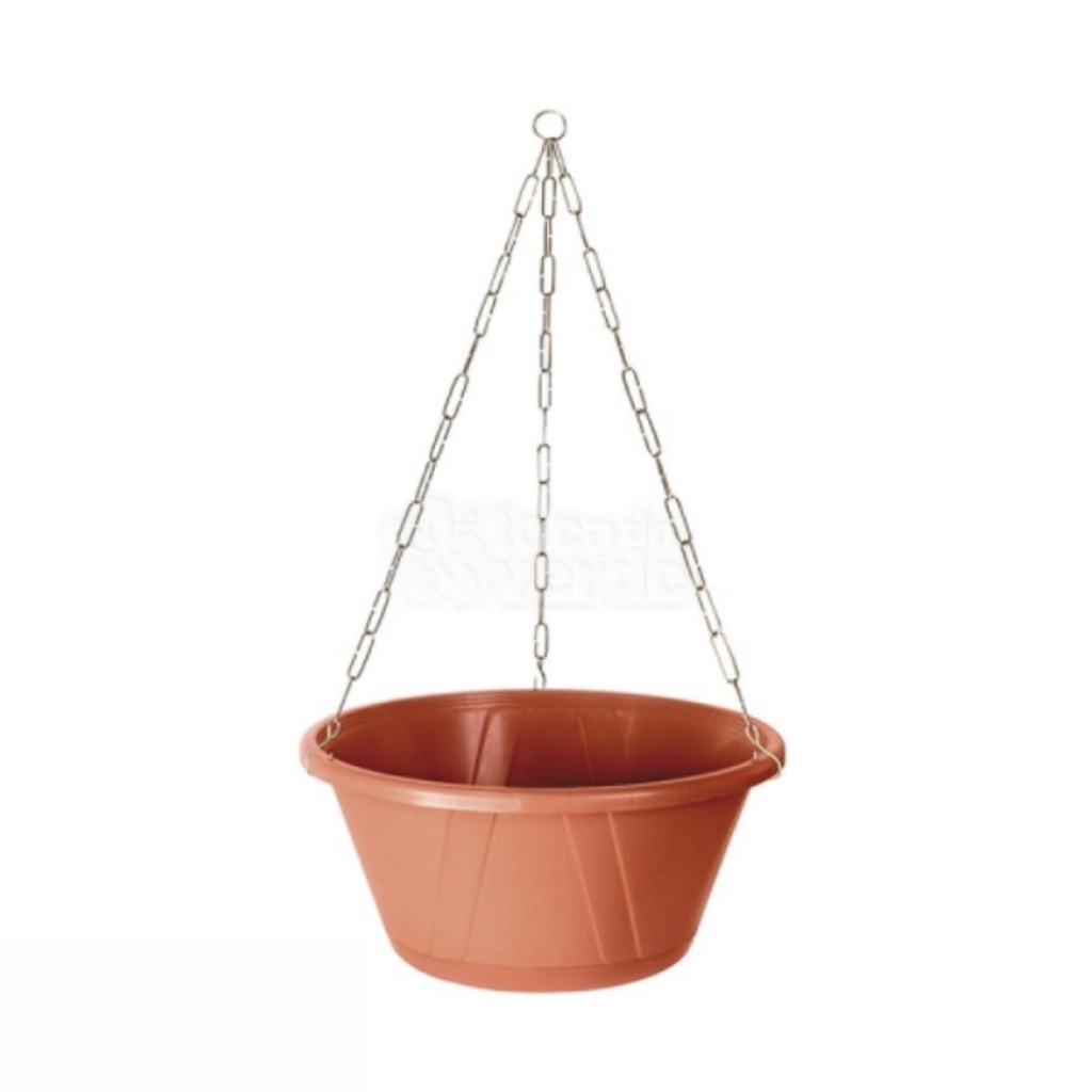 Vaso suspenso com prato modelo Cuia Nobre 03 grande 32 cm de diâmetro colorido cor Cerâmica Para Suculentas, Samambaias, flores e plantas pendentes - kit completo Cuia, Prato e Corrente - Nutriplan