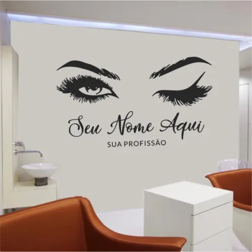 Adesivo Decorativo Designer Sobrancelha Nome Personalizado Salão de Beleza