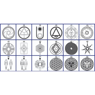 Gráficos Radiestesicos pvc 17x17 cm e 14x14 cm, Radiestesia, Radionica,
