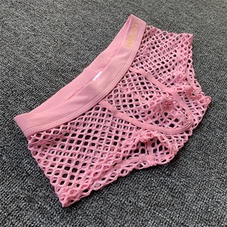 Cueca Boxer Masculina Jovem Cintura Baixa Sexy Tridimensional Em Malha Grande Transparente