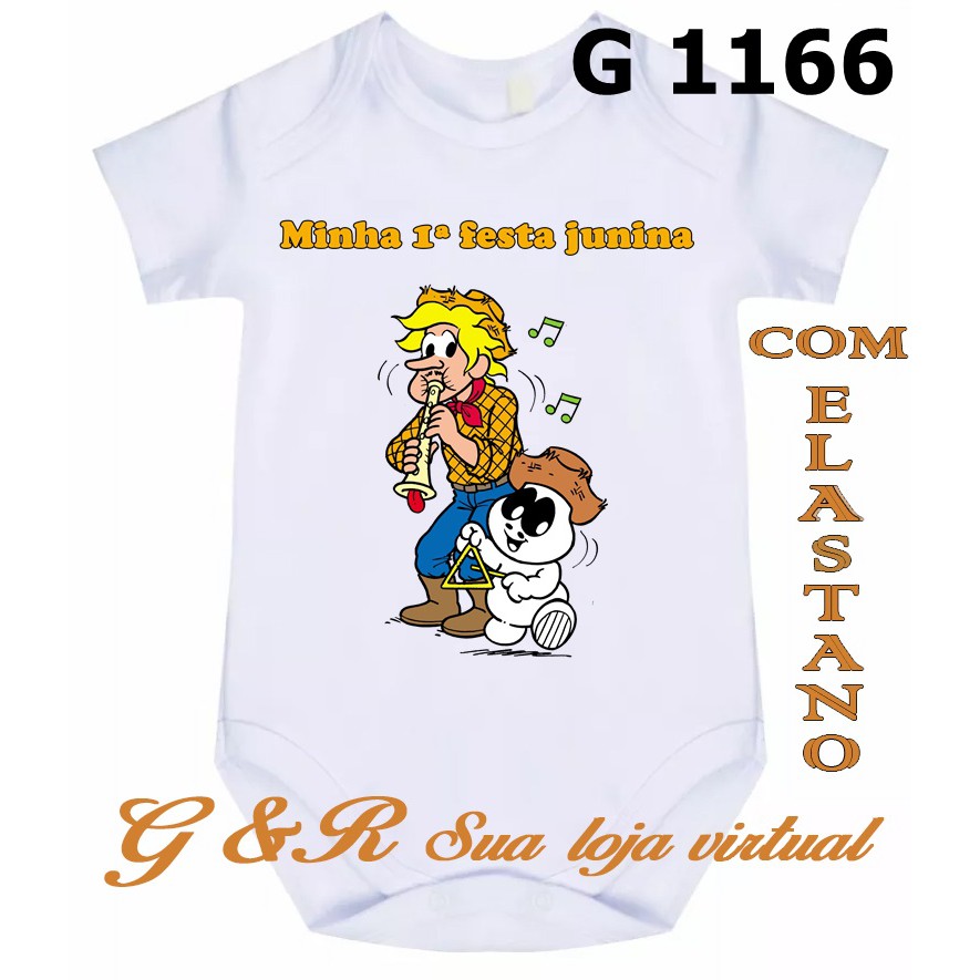 BODY BEBE ROUPA BEBÊ FRASES MINHA 1ª FESTA JUNINA REF. G 1166