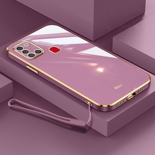 Capa De Celular Flexível Quadrada Com Alça E Borda Reta Para Samsung A21S/A7 2018/A750