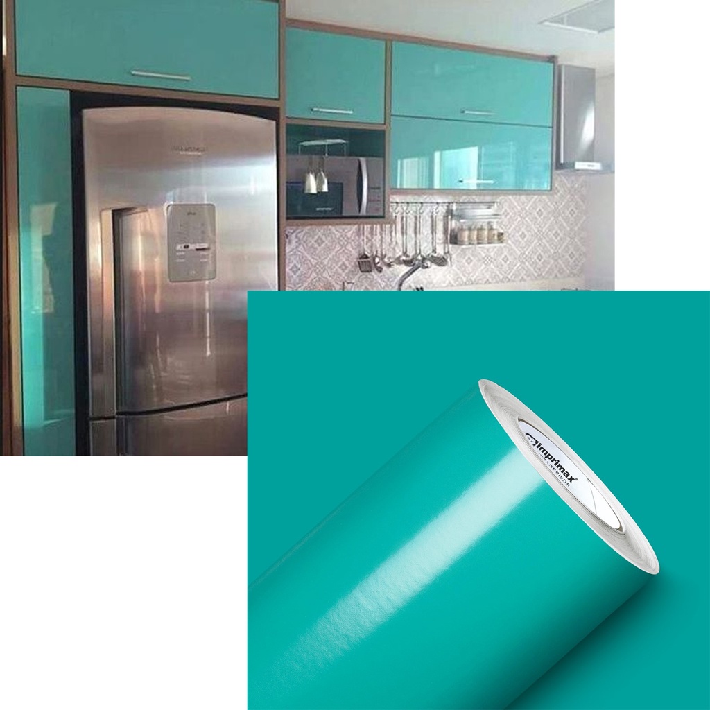 Adesivo Vinil Envelopamento Geladeira Fogão Móveis Turquesa 1x50 IMPRIMAX