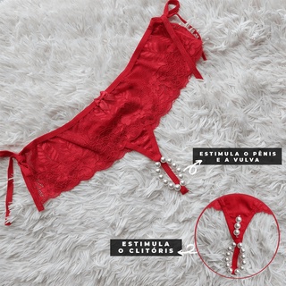 Tanga Tailandesa De Amarrar Calcinha De Renda Massageadora Com Pérolas Estimulante Masculino e Feminino