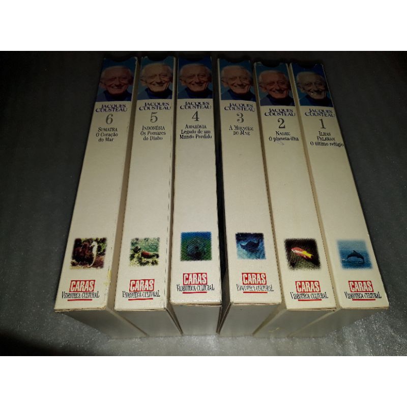 FITAS VHS COLECAO CARAS JACQUES COSTEAU 6 VOLUMES DO 1 AO 6