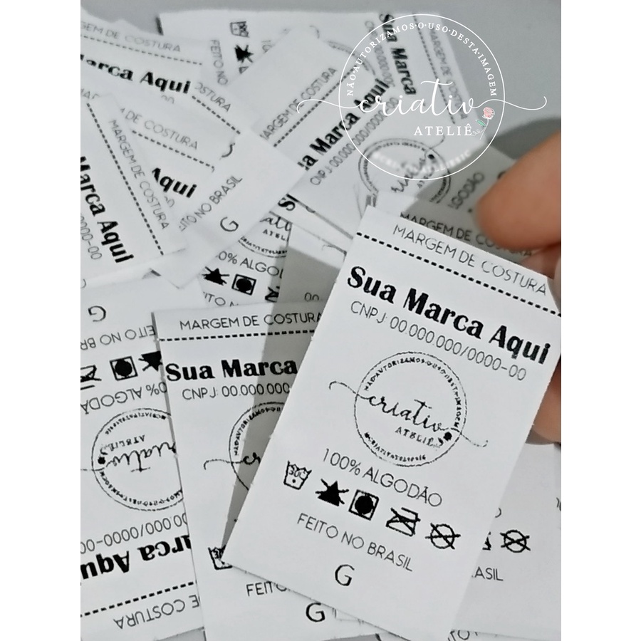 Etiqueta de Composição Personalizada para Roupas Confecção e Lavagem | 3x3,3cm Nylon Resinado