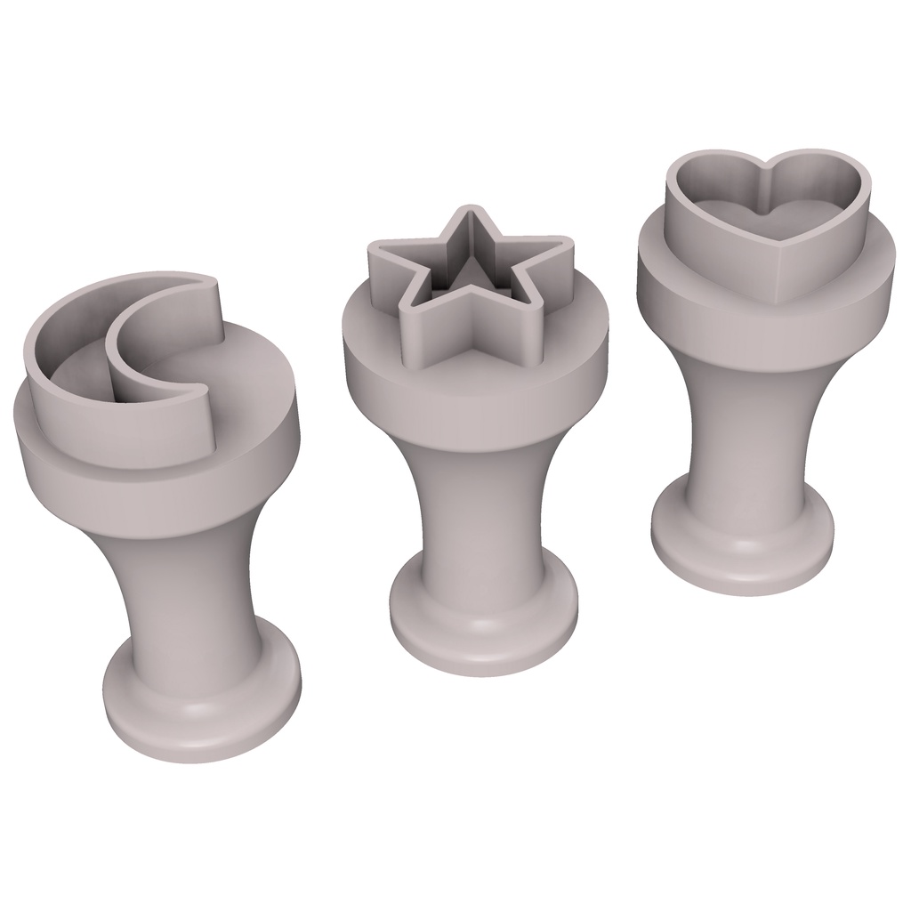 Kit Carimbos Brigadeiros Docinhos Molde Festa Confeitaria -  LUA ESTRELA CORAÇÃO - 3pçs