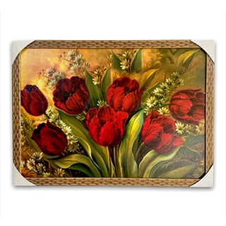 Quadro Decorativo Tema Flor Rosas Vermelhas Moldurado 50x70 em Oferta na Shopee
