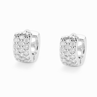 Brinco Argolinha 10mm Prata Cravejado Zircônia Banhado Ouro Branco Ródio Argola Segundo Furo ou Cartilagem