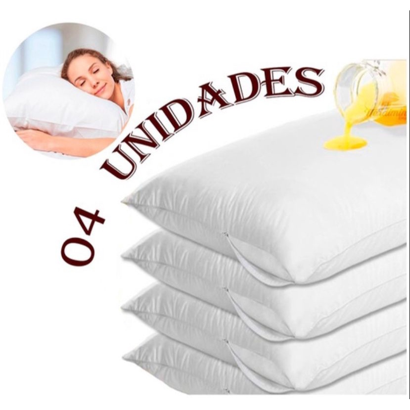 4 Capa Fronha Protetora De Travesseiro Impermeável com zíper - Branco em Oferta na Shopee